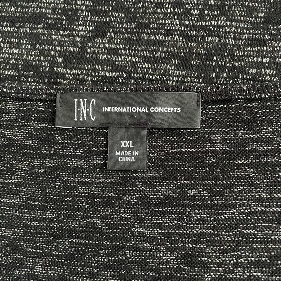 INC Women's Black with Silver Metallic LongSleeve V-Neck Top, Size XXL EUC - Picture 7 of 9